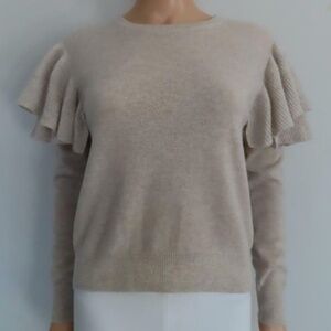 Autumn Cashmere Ruffle sweater, size XS, oatmeal heather color